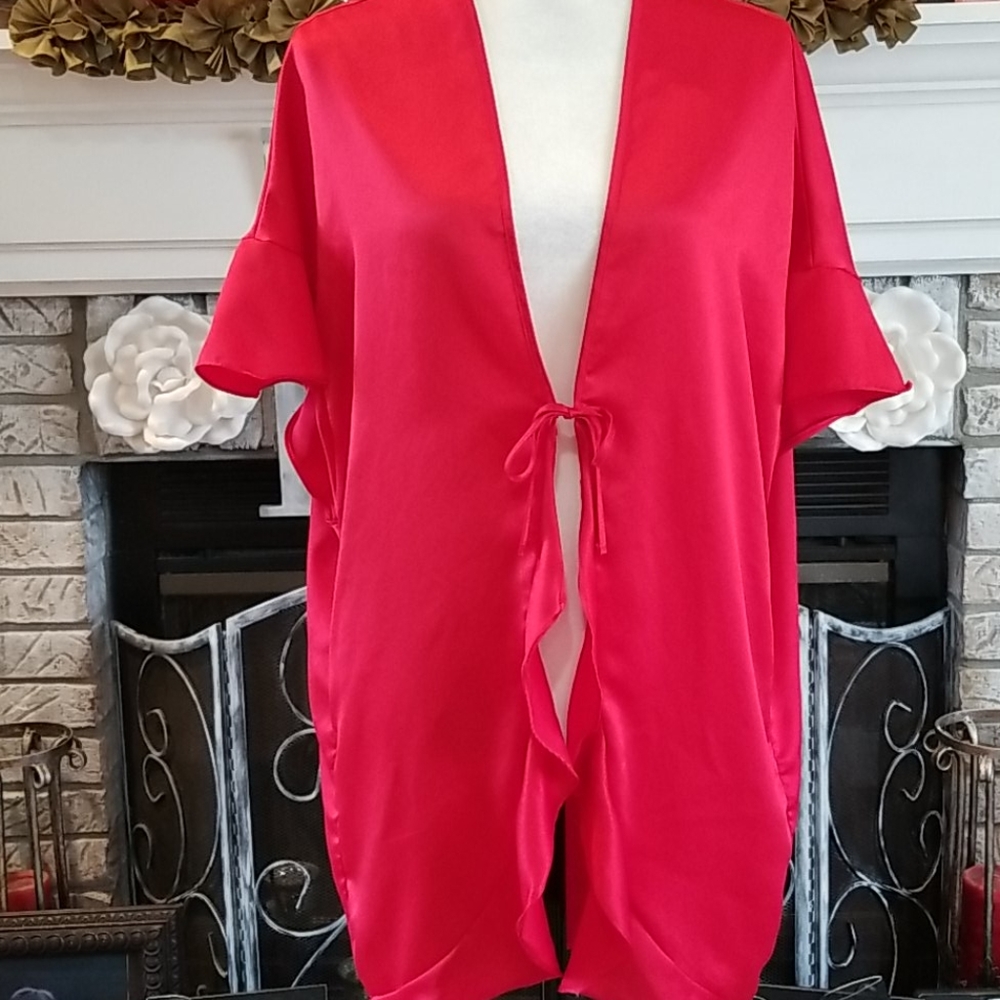 Victoria's Secret red satin robe, one size